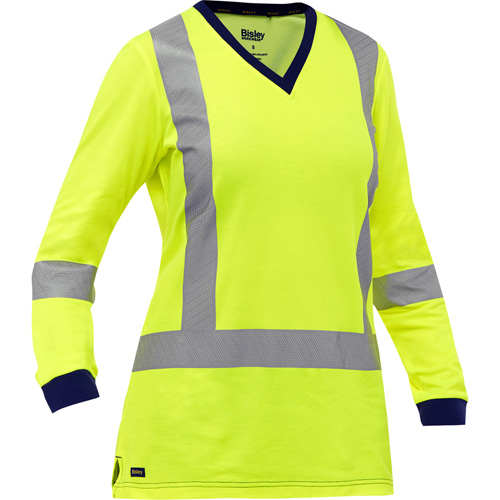 Bisley&reg; Women's X-Back Long Sleeve Shirt, Poly-Cotton, Small, High Visibility Lime-Yellow Auto Electric Service Ltd.
