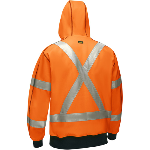 Coton ouat&eacute; doubl&eacute; de sherpa avec capuchon &agrave; fermeture &eacute;clair compl&egrave;te et X au dos Bisley, 2T-Grand, Orange haute visibilit&eacute; Auto Electric Service Ltd.
