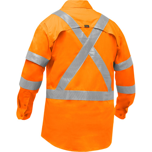 Chemise de travail &agrave; manches longues et X au dos Bisley avec X-Airflow, Poly-coton, Petit, Orange haute visibilit&eacute; Auto Electric Service Ltd.