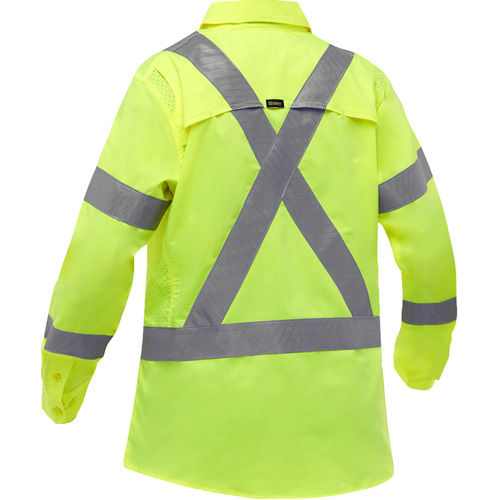Bisley&reg; X-Back Women's Long Sleeve Work Shirt with X-Airflow, Poly-Cotton, Small, High Visibility Lime-Yellow Auto Electric Service Ltd.