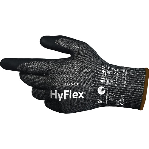 Gants r&eacute;sistants &agrave; la coupe HYFLEX 11-543, Taille 6, Calibre 13, Rev&ecirc;tement Nitrile, Enveloppe en Nylon/Acier inoxydable/PEHP/Spandex, ASTM ANSI niveau A7/EN 388 niveau F Auto Electric Service Ltd.