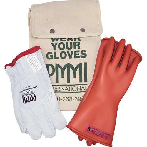 Ensemble de gants isolants en caoutchouc pour l'&eacute;lectricit&eacute;, ASTM classe 0, Taille 8, 11" lo Auto Electric Service Ltd.