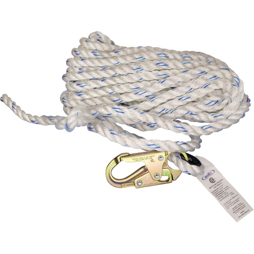 Cordage de s&eacute;curit&eacute; verticale avec mousqueton de 3/4" et cosse cœur Auto Electric Service Ltd.