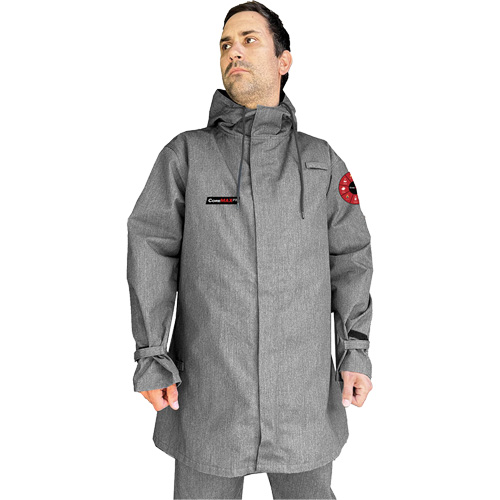 Manteau CoreMAX FR 35" avec capuchon attach&eacute;, Petit, Gris Auto Electric Service Ltd.