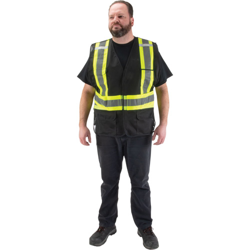 Veste d'arpenteur conforme aux normes de la CSA, Noir, Moyen, Polyester Auto Electric Service Ltd.