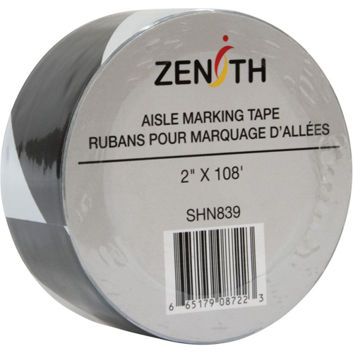 Ruban pour marquage d'all&eacute;es, 2" x 108', PVC, Noir et blanc Auto Electric Service Ltd.