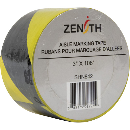 Ruban pour marquage d'all&eacute;es, 3" x 108', PVC, Noir et jaune Auto Electric Service Ltd.