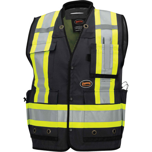 6679 Veste d'arpenteur antimicrobienne haute visibilit&eacute; avec dos en maille, Noir, Petit, Polyester Auto Electric Service Ltd.