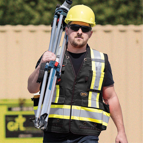 6679 Veste d'arpenteur antimicrobienne haute visibilit&eacute; avec dos en maille, Noir, Petit, Polyester Auto Electric Service Ltd.