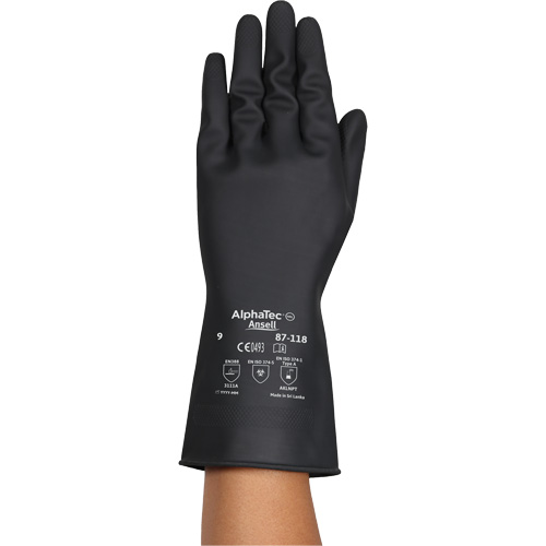 AlphaTec&reg; 87-118 Chemical-Resistance Gloves, Size Small/7, 12.6" L, Rubber Latex, Cotton Inner Lining, 31-mil Auto Electric Service Ltd.