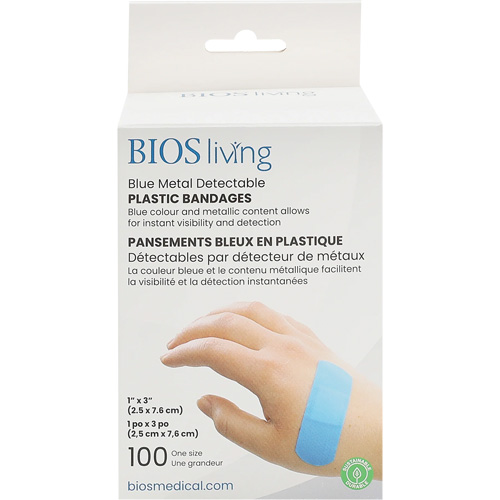 Bandages hydrofug&eacute;s bleu, Rectangulaire/carr&eacute;e, 3", Plastique d&eacute;tectable, St&eacute;rile Auto Electric Service Ltd.