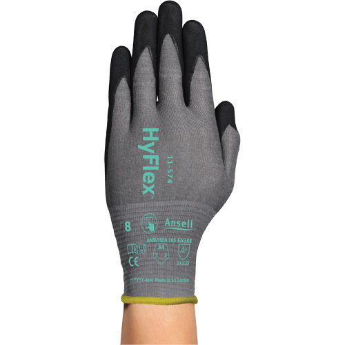 Gants r&eacute;sistants &agrave; la coupe HYFLEX 11-574, Taille 5/2T-petit, Calibre 21, Rev&ecirc;tement Mousse de nitrile, Enveloppe en Intercept, ASTM ANSI niveau A4/EN 388 niveau D Auto Electric Service Ltd.