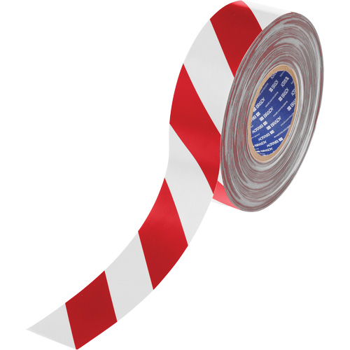 Ruban de marquage pour plancher ToughStripe Max, 2" x 100', Polyester, Rouge et blanc Auto Electric Service Ltd.