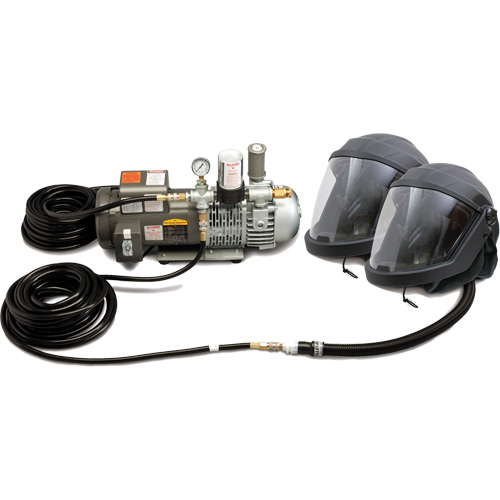 Syst&egrave;me de casque et de protection respiratoire &agrave; adduction d'air DEFENDER pour 2 travailleur Auto Electric Service Ltd.