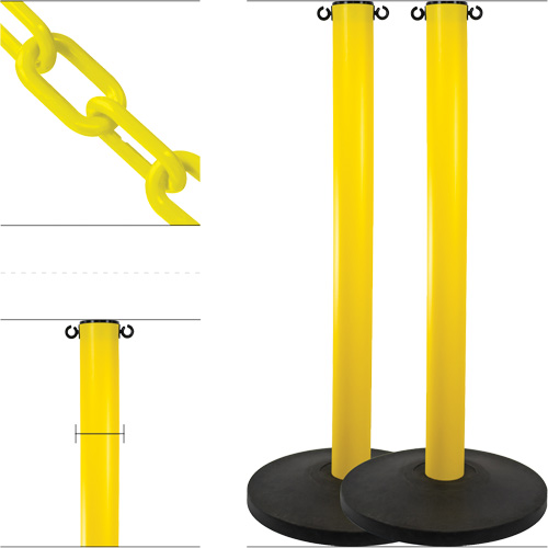 Ensemble de montants industriels avec chaîne en plastique, Hauteur de 37", Jaune Auto Electric Service Ltd.