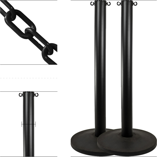 Industrial Stanchion Kit with Plastic Chain, 37" High, Black Auto Electric Service Ltd.