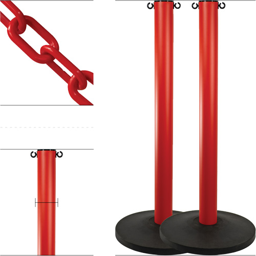 Industrial Stanchion Kit with Plastic Chain, 37" High, Red Auto Electric Service Ltd.