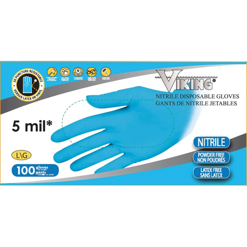 Gants jetables 34600, Moyen, Nitrile, 5 mils, Sans poudre, Bleu Auto Electric Service Ltd.