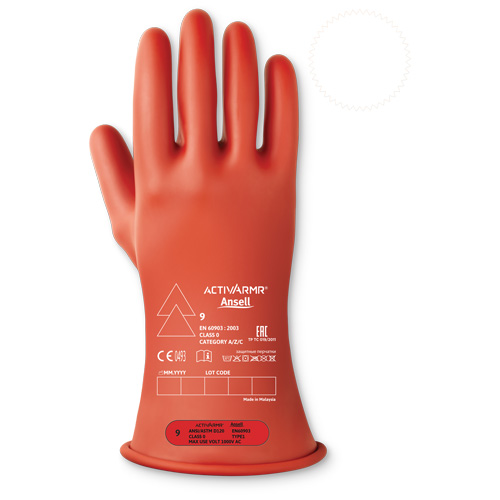 ActivArmr&reg; Electrical Insulating Class 0 Gloves, 10, 11" L, Level 1, ASTM D120/ATSM F2675:2021/IEC 614821-2:2014 Auto Electric Service Ltd.