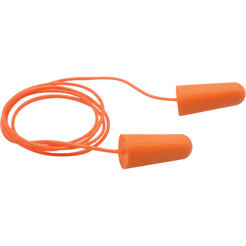 Bouchons d'oreilles coniques jetables en mousse de PU orange SEALTEC33, Avec cordon, Vrac - Boîte, 33 dB NRR, Taille unique Auto Electric Service Ltd.