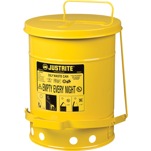 Contenants pour d&eacute;chets huileux, Homologu&eacute; FM/List&eacute; UL, 6 gal. US, Jaune Auto Electric Service Ltd.