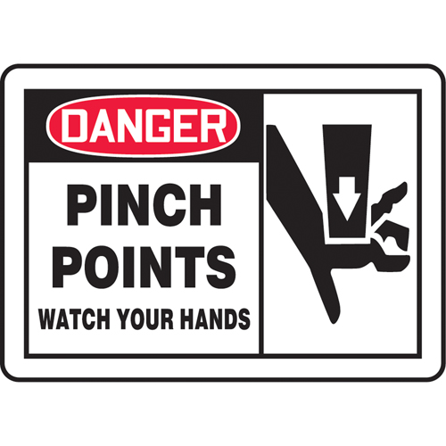 "Pinch Points" Sign, 7" x 10", Plastic, English with Pictogram Auto Electric Service Ltd.