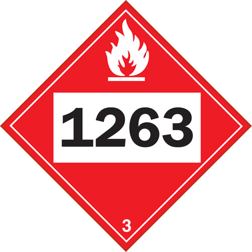 Plaque-&eacute;tiquette TMD 1263 pour liquide inflammable peinture, Plastique Auto Electric Service Ltd.