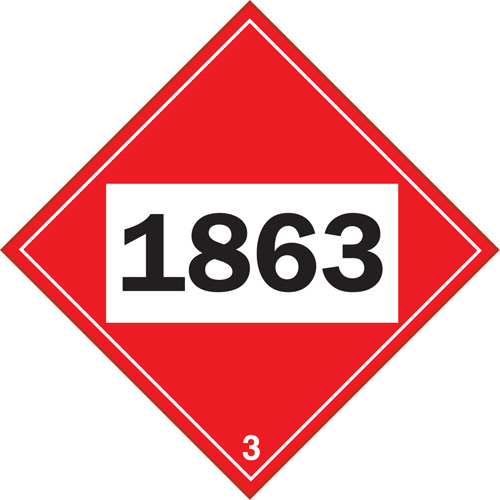 Plaque-&eacute;tiquette TMD 1863 pour liquide inflammable carburant aviation, Plastique Auto Electric Service Ltd.
