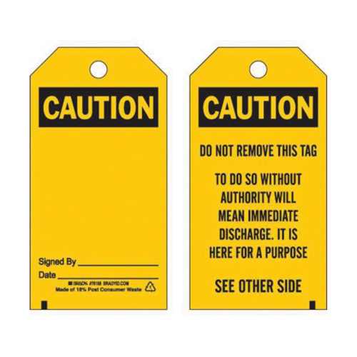 Accident Prevention Tags, Polyester, 3" W x 5-3/4" H, English Auto Electric Service Ltd.
