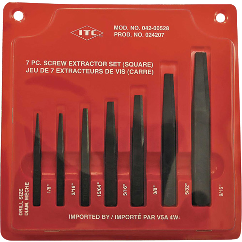 ISE-7 7-Piece Square Screw Extractor Set, For Screw Size 1/8" - 9/16" Auto Electric Service Ltd.