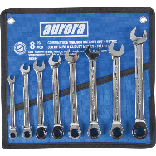 Jeu de cl&eacute;s &agrave; cliquet &agrave; t&ecirc;te fixe, Combinaison, 8 morceaux, M&eacute;trique Auto Electric Service Ltd.