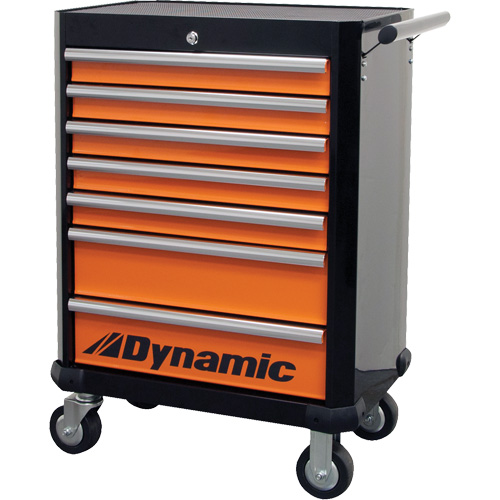 Armoire roulante, 7 tiroirs, 28" la x 18" p x 40" h, Noir/Orange Auto Electric Service Ltd.