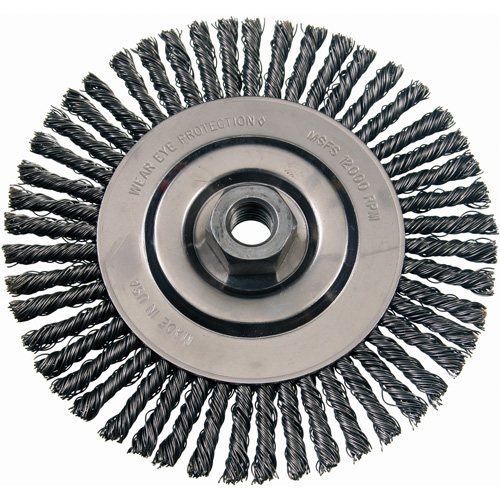 Brosses m&eacute;talliques &agrave; touret, Dia. 4-7/8", Fils 0,02", Arbre 5/8"-11, Acier inoxydable Auto Electric Service Ltd.