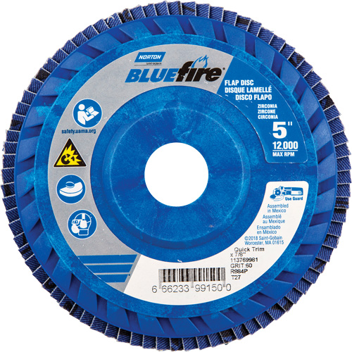 BlueFire R884P Coarse Grit Flap Disc, 5" x 7/8", Type 27, 60 Grit, Zirconia Alumina Auto Electric Service Ltd.