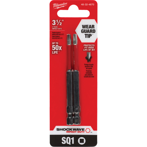 Embout de tournevis Shockwave Impact Duty, Carr&eacute;e, Embout #1, Prise 1/4", Longueur 3-1/2" Auto Electric Service Ltd.