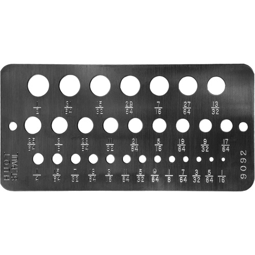 Gabarit de diam&egrave;tres pour foret fractionnaires Drillco Auto Electric Service Ltd.