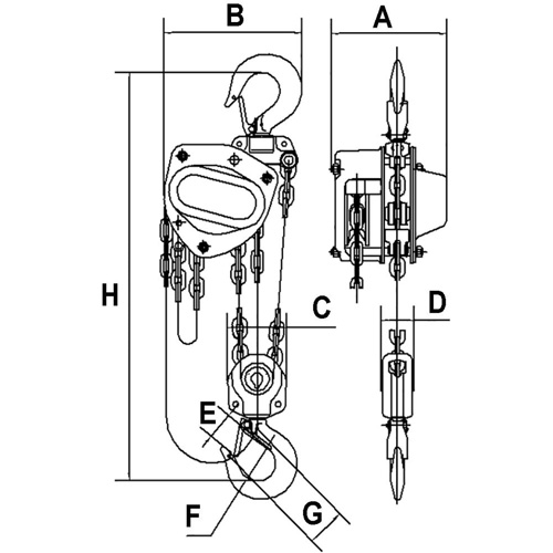 KCH Series Chain Hoists, 20' Lift, 6600 lbs. (3 tons) Capacity, Alloy Steel Chain Auto Electric Service Ltd.