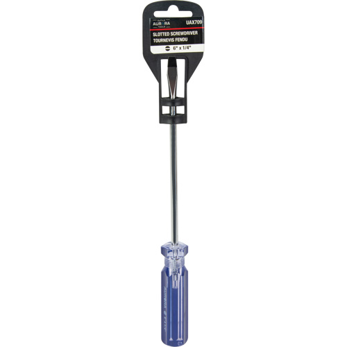 Tournevis &agrave; fente bleu transparent avec bandes, Tige de 1/4", Ronde, Prise en Plastique Auto Electric Service Ltd.