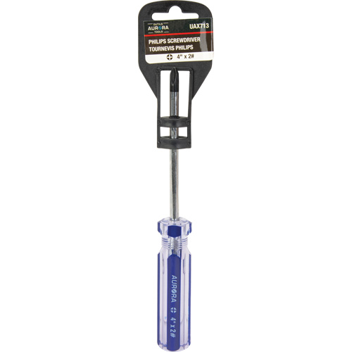 Tournevis Philips bleu transparent avec bandes, #2, Prise Plastique Auto Electric Service Ltd.