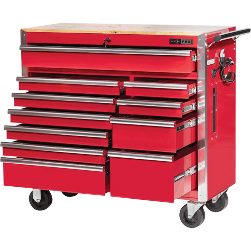 PRC4211 Armoire roulante de s&eacute;rie Pro, 11 tiroirs, 42" la x 18" p x Rouge Auto Electric Service Ltd.