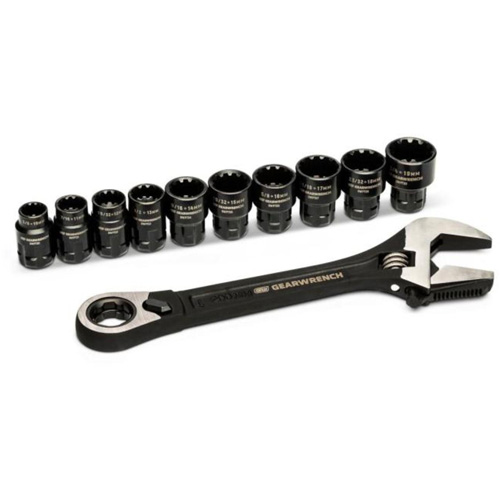 11-Piece Pass-Thru Adjustable Wrench Set, 8" L, 1-1/8" Max Width, Chrome/Polished Auto Electric Service Ltd.