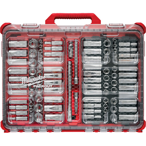 Metric/SAE Ratchet & Socket Set with PACKOUT Low-Profile Organizer, 98 Pcs, 3/8" Drive Size Auto Electric Service Ltd.