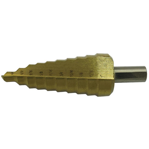 JET-KUT&reg; Super Premium 11-Step Step Drill, 1/4" - 1-3/8" , 7/8"/1"/1/4"/1-3/8"/1-1/8"/1-1/4"/13/16"/25/64"/35/64"/11/16"/1-7/32" Increments, High Speed Steel Auto Electric Service Ltd.