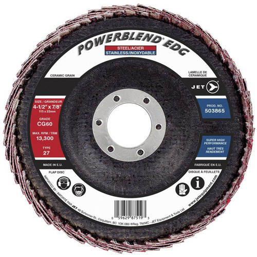 POWERBLEND EDG Flap Disc, 4-1/2" x 7/8", Type 27, CG60 Grit, Ceramic Auto Electric Service Ltd.