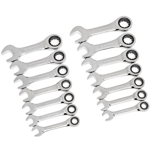 72-Tooth 12 Point Stubby Wrench Set, Ratcheting Combination, 14 Pieces, Imperial and Metric Auto Electric Service Ltd.