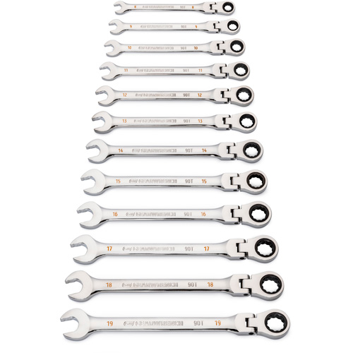 90-Tooth 12 Point Wrench Set, Flex Head/Ratcheting Combination, 12 Pieces, Metric Auto Electric Service Ltd.