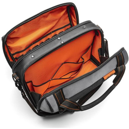 Sac ouvert de 17" pour outils d'ouvrier, Polyester, 3 pochettes, Noir/Gris/Orange Auto Electric Service Ltd.