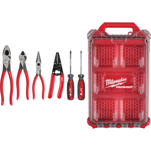 Ensemble de pinces &agrave; prise gain&eacute;e, pince &agrave; d&eacute;nuder et tournevis &agrave; prise coussin&eacute;e avec organisateur PACKOUT Auto Electric Service Ltd.