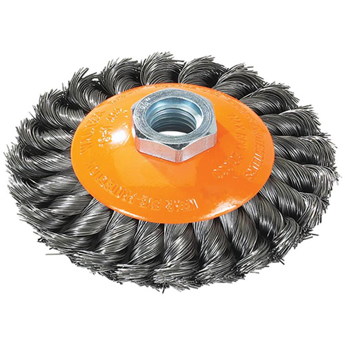 Knot-Twisted Saucer Cup Wire Wheel, 7" Dia., 0.02" Fill, 5/8"-11 Arbor, Steel Auto Electric Service Ltd.