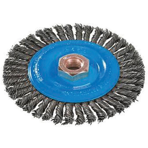 Stringer Bead Knotted Wire Brush, 4" Dia., 0.02" Fill, 5/8"-11 Arbor, Aluminum/Stainless Steel Auto Electric Service Ltd.
